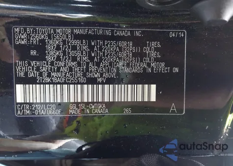 2015 Lexus Rx 350 z USA, uszkodzony, nr VIN 2T2BK1BA0FC255160